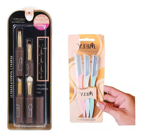 Kit Maquillaje 4 Brochas + Kit 3 Perfiladores 0