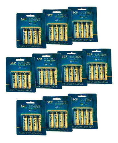 Combo De 10 Blister - 40 Pilas Aa Recargables Scp 2700 Mah 0