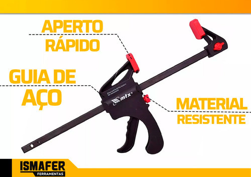 Kit 4 Grampos Sargento Universal Aperto Rápido 8'' + Brinde 1