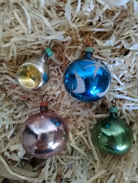 Antiguos Adornos De Navidad De Vidrio Soplado Década 40-50 0