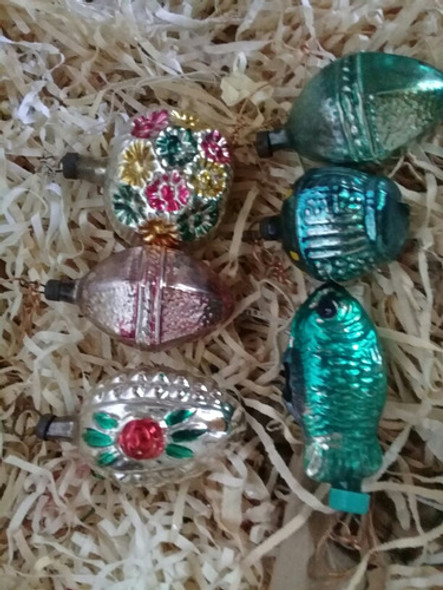 Antiguos Adornos De Navidad De Vidrio Soplado Década 40-50 1