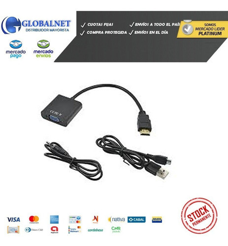 Conversor Hdmi A Vga Activo Usb Ps4 1080p Con Audio 1
