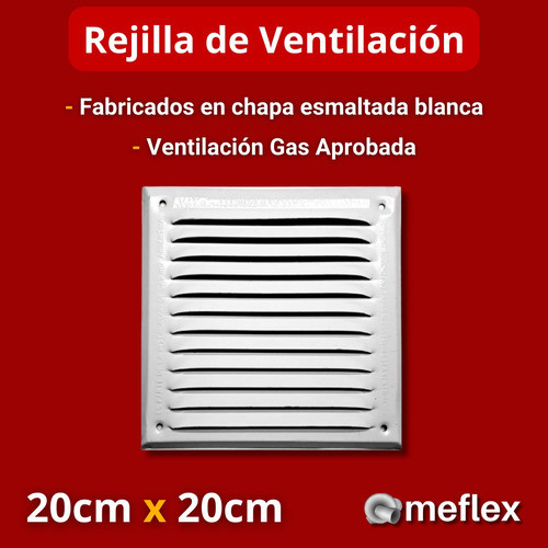 Rejilla Ventilación Para Gas Aprobada 20x20cm 200cm2 Amurar 1