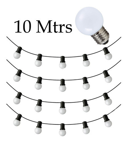 Guirnalda Luces Deco Tira 10 Mts + Lamparas Led 1w Opal 1
