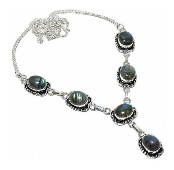 Luli Baño Plata 925 Collar Gargantilla Piedra Labradorita 0
