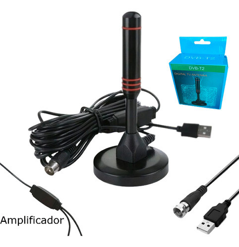 Antena Magnética Para Tv Digital Hd Amplificador Usb 1