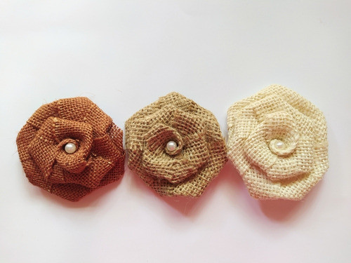 Flores Artesanales Rústicas Arpillera Decoración 12 Unidades 0