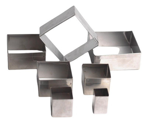 Jogo De Aro Cortador Quadrado 7 Peças Inox 4cm Alt 0
