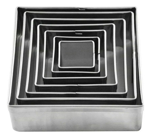 Jogo De Aro Cortador Quadrado 7 Peças Inox 4cm Alt 1