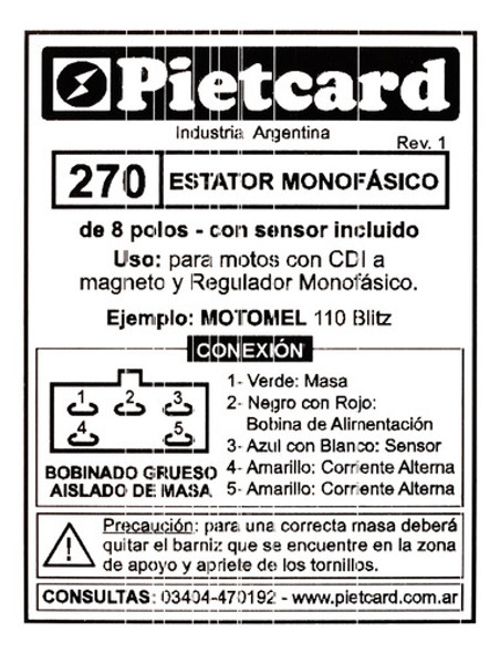Estator Pietcard 270 Estandar 12v 1
