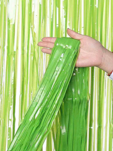 Cortina Pastel Verde - Decoración 2 X 1 Mts  - Flecos 0