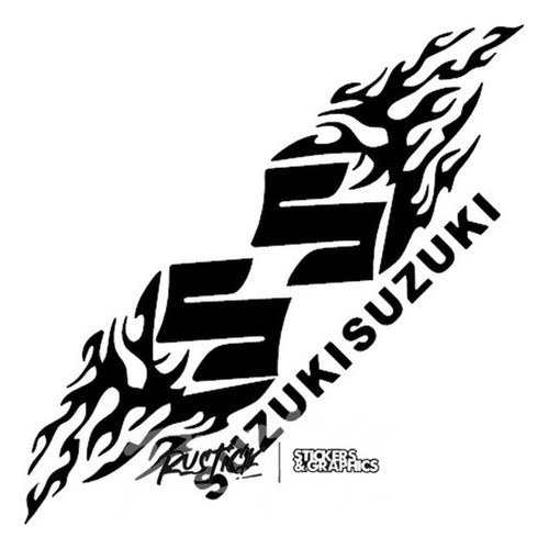 Calco Suzuki Fire Fuego Flamas Ploteo Tuning Sticker 10cm 0