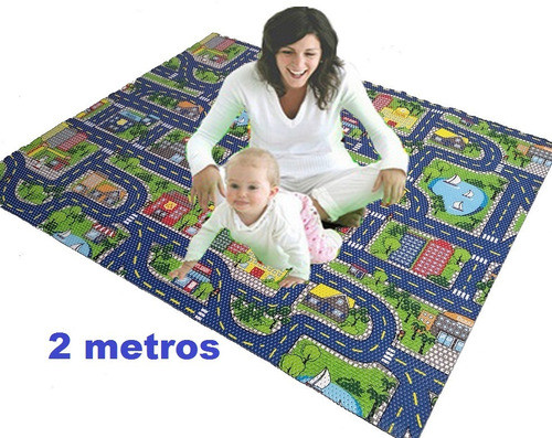 Tapete Atividades Emborrachado Cidadezinha Carrinho 2 Metros 1
