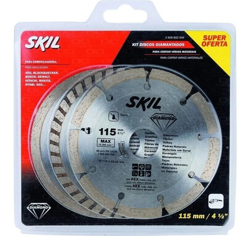 Set Juego 3 Discos Diamantados Skil 4-1/2'' 115mm 2608602504 0