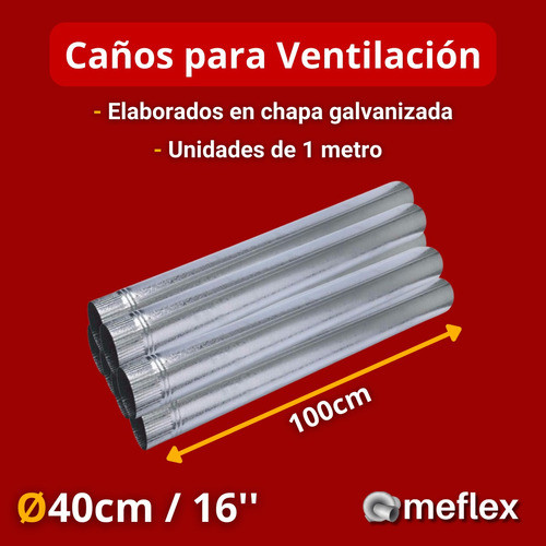 Caños Redondos Chapa Galvanizada 16 Pulgadas Ventilación 1