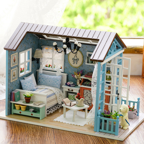Kit De Casa De Bonecas Em Miniatura Diy Mini Casa De Madeira 0