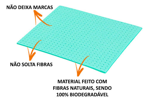 6 Pano Esponja Vegetal Enxuga Fácil Esfrebom Não Solta Fiapo 1