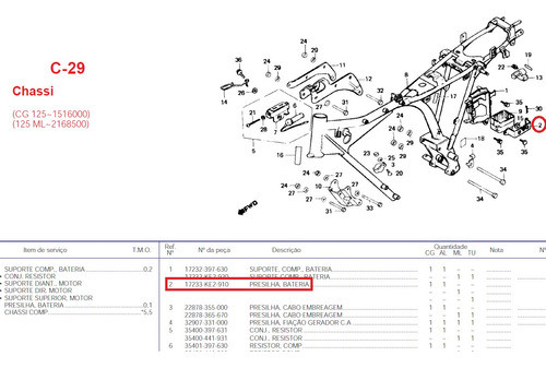 Presilha Cinta Suporte Bateria Honda Cg 125 1983 A 1991 1