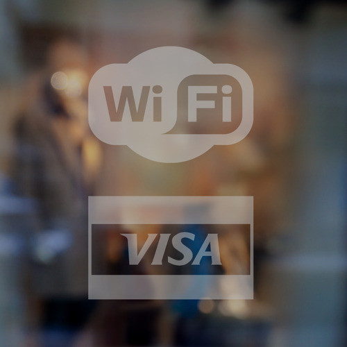 Vinilo Esmerilado Wifi Y Tarjetas De Crédito 0