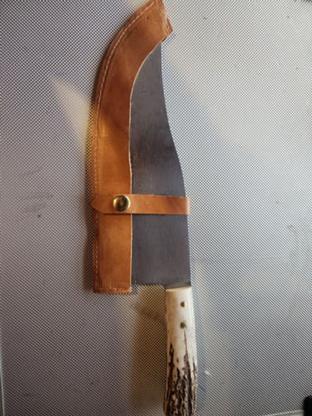 Cuchilla Cazador Cabo De Asta De Ciervo Vaina Con Broche 1