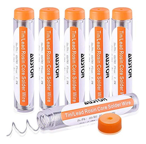 Austor 6 Pack 6040 Rosin Core Solder 08mm Cable De Soldadura 0
