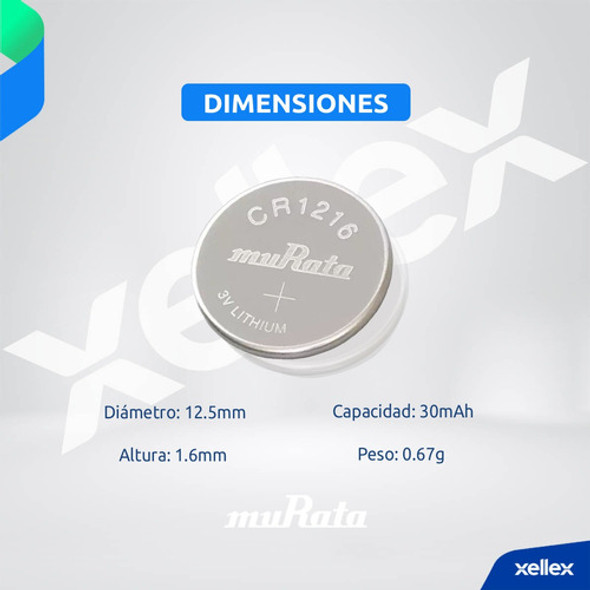 Pilas Boton Cr1216 Murata 1216 3v - Pack X 30 Unidades 1