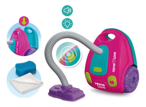 Brinquedo Infantil Aspirador De Pó Rosa C/ Som - Home Love 1