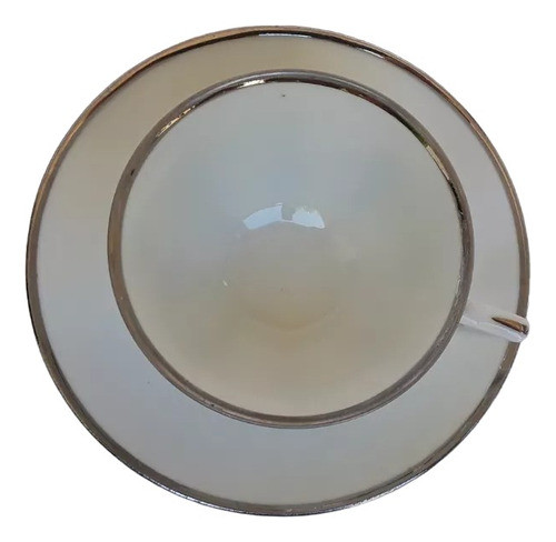 Taza De Te Porcelana Francesa Limoges Linea Color Plata (2) 1