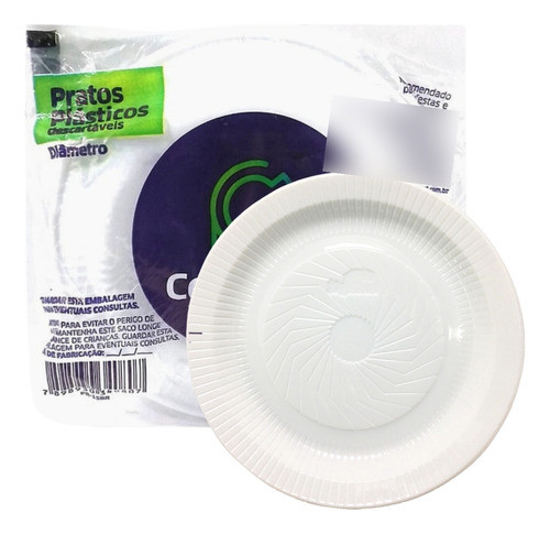 Prato Descartável Ps Raso Branco 12cm Pct C/ 10 Pratos 0