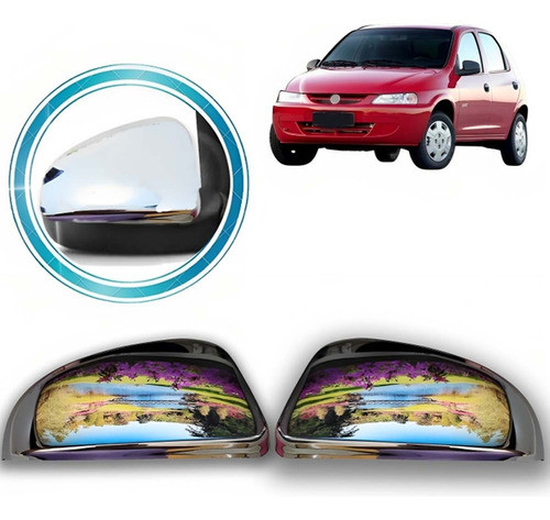 Par De Aplique Capa Retrovisor Cromado Espelhado Celta 2003 0