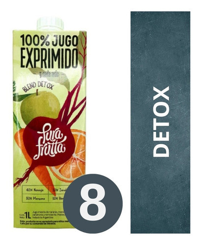 Jugo 100% Exprimido Blend Detox Pura Frutta 8 X 1 Lt 0