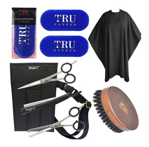Tijeras Peluqueria Sensei + Grippers Tru Barber + Saca Pelo 0