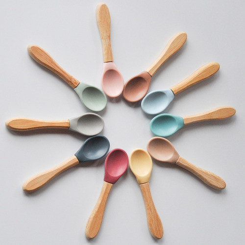 Minikoioi Scoops Aqua Green / Pinky Pink Cucharas Silicona 1