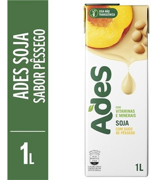 Bebida A Base De Soja Ades Pessego Tp 1 Litro - Kit Com 4 0