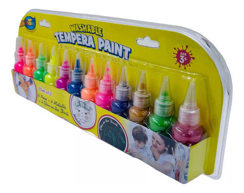 Set D Pinturas Tempera P Niños X 12 U. De 35ml Blister 1