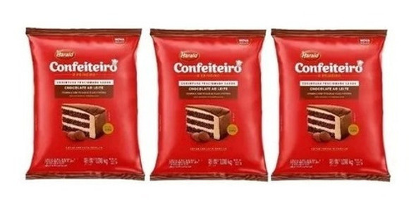 Kit C/3 Chocolate Confeiteiro Harald Gotas Ao Leite 1,050kg 0