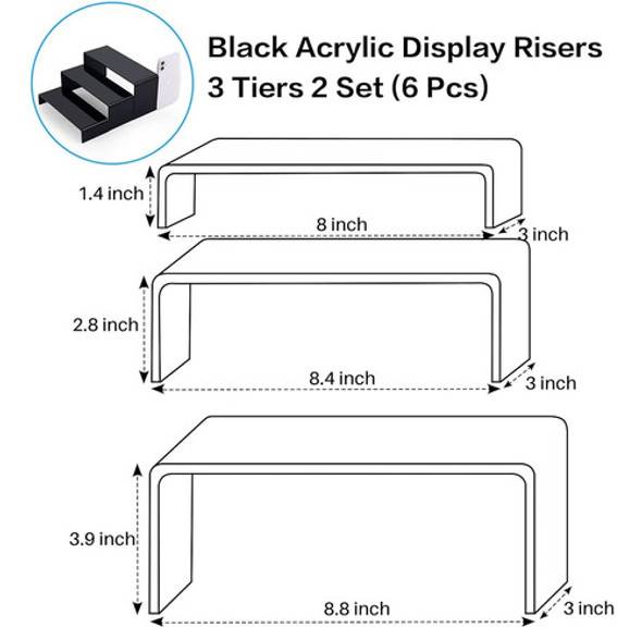 Goabroa Elevadores De Exhibición De Acrílico Negro, 3 Nivele 1