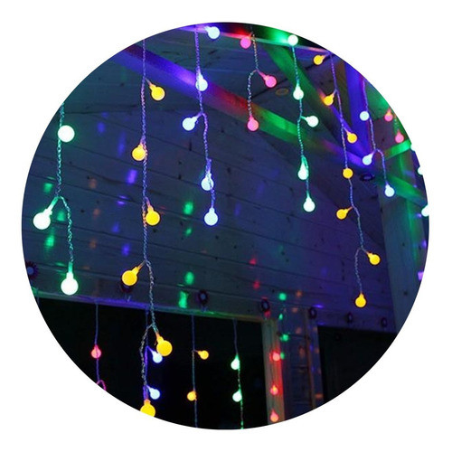 Cortina Lluvia Guirnalda Bolitas Led Rgb 4 Mts 220v 0