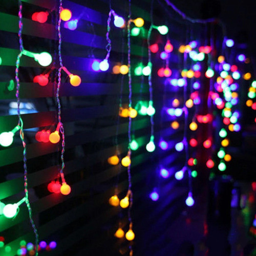 Cortina Lluvia Guirnalda Bolitas Led Rgb 4 Mts 220v 1
