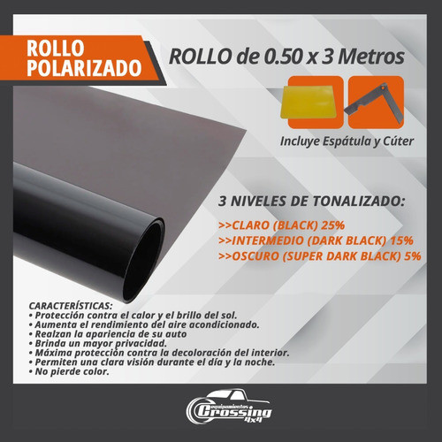 Polarizado Auto Film Laminas Rollo 3 Mt X 0.50 Medio 15% 1