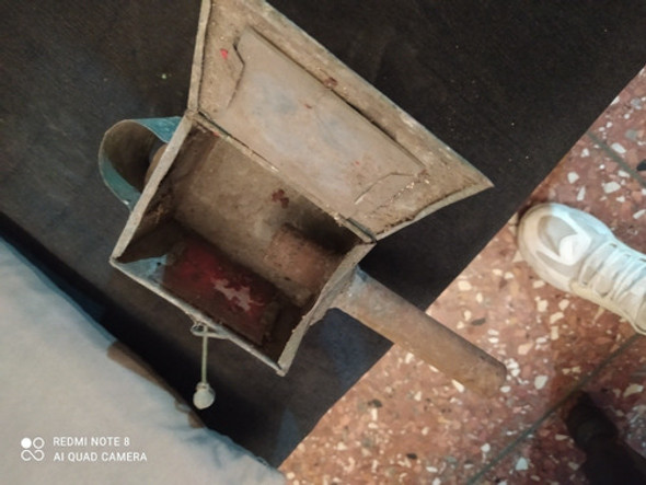 Muy Antiguo Farol A Vela De Chapa Y Madera 1