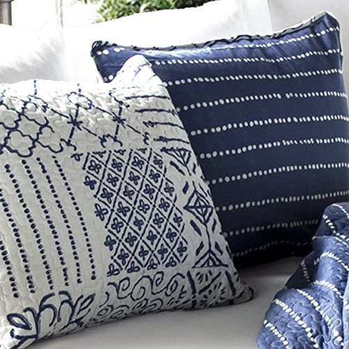 Juego De Edredón Azul Con Estampado Reversible De 3 Piezas M 1