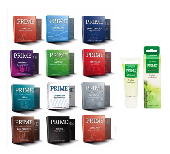 Preservativo Prime 12 Cajas X 3 A Eleccion + 1 Gel X 22 Grs. 0
