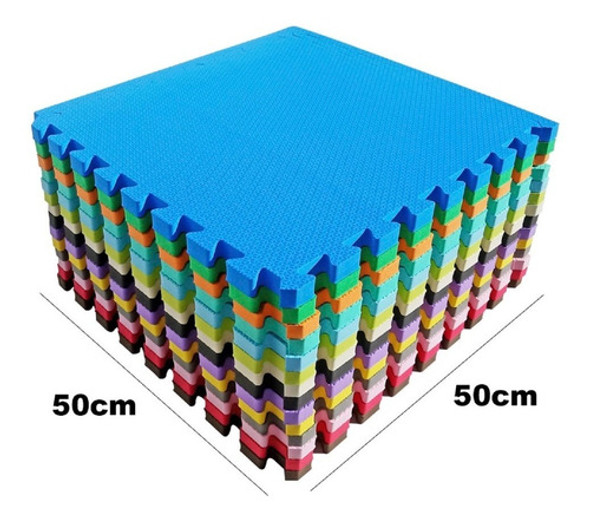 Kit 12 Tatames Coloridos Eva 50cm X 50cm X 3cm 30mm C/ Borda 1