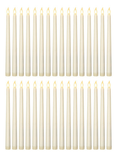24 Velas Cnicas Sin Llama, Luces Led De Cera Sinttica, Velas 0