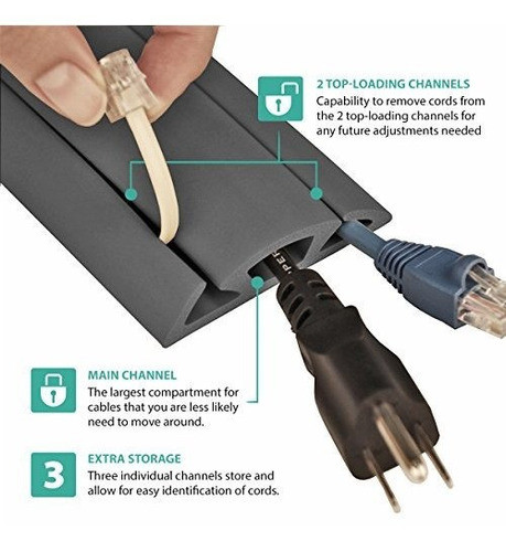 Protector De Cables De 5 Pies Con 3 Canales Utwcp501bk Color 1