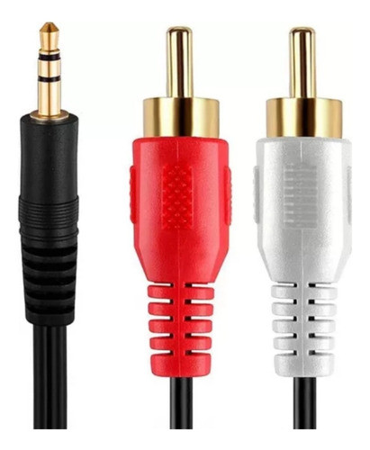 Cable Auxiliar Audio 3mts Pin 3,5mm A 2 Rca. Conector Dorado 0