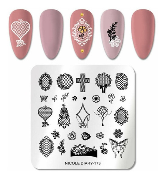Placa Stamping Nicole Diary Sello Uñas Nd 173 Simbolos Cruz 0