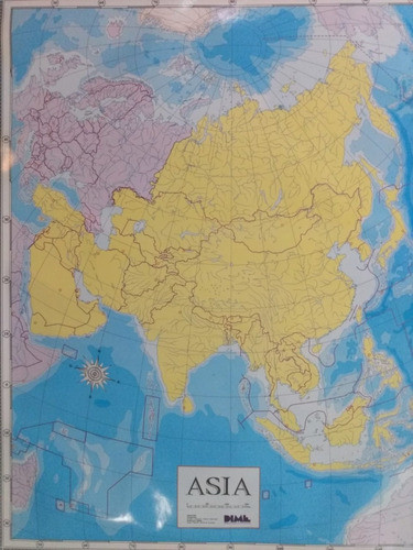 Mapa Mural Asia Mudo Laminado Envarillado 0