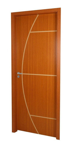 Kit Porta De Madeira Decorada 215x64cm Com Batente De Mdf 1